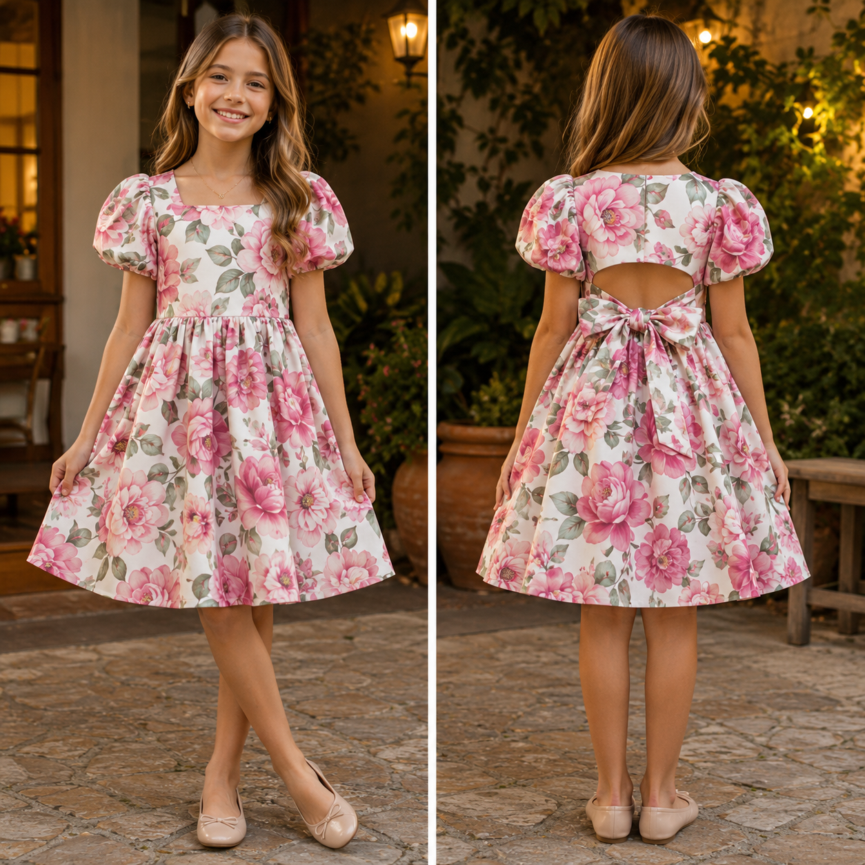 Vestido floral com mangas