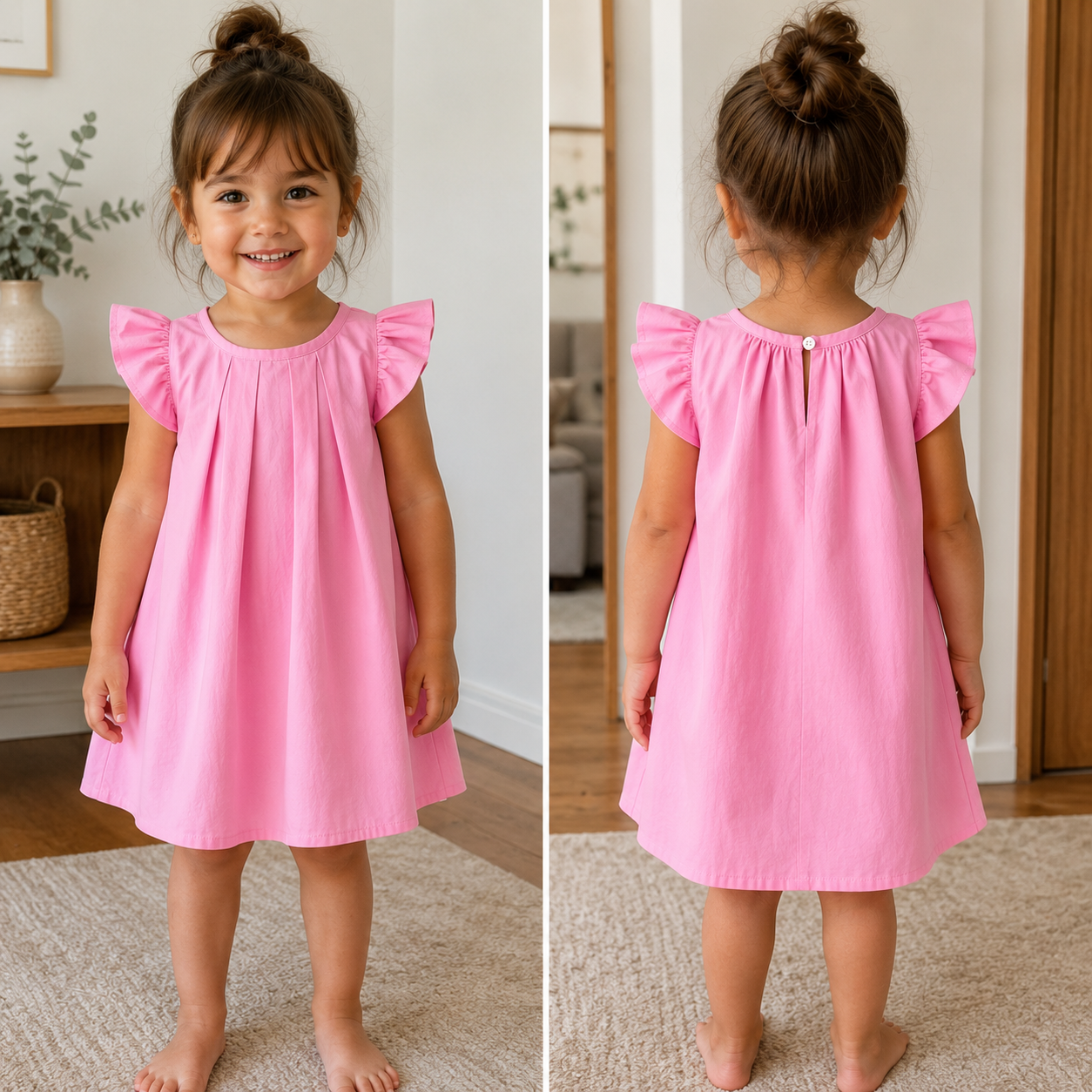 Vestido rosa com babados