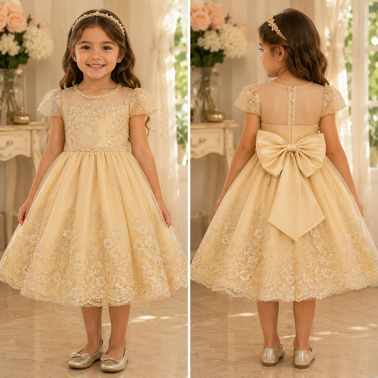 Vestido amarelo com laço