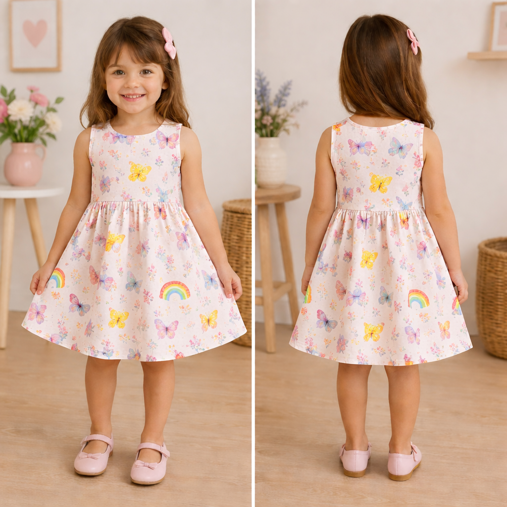 Vestido amarelo estampado