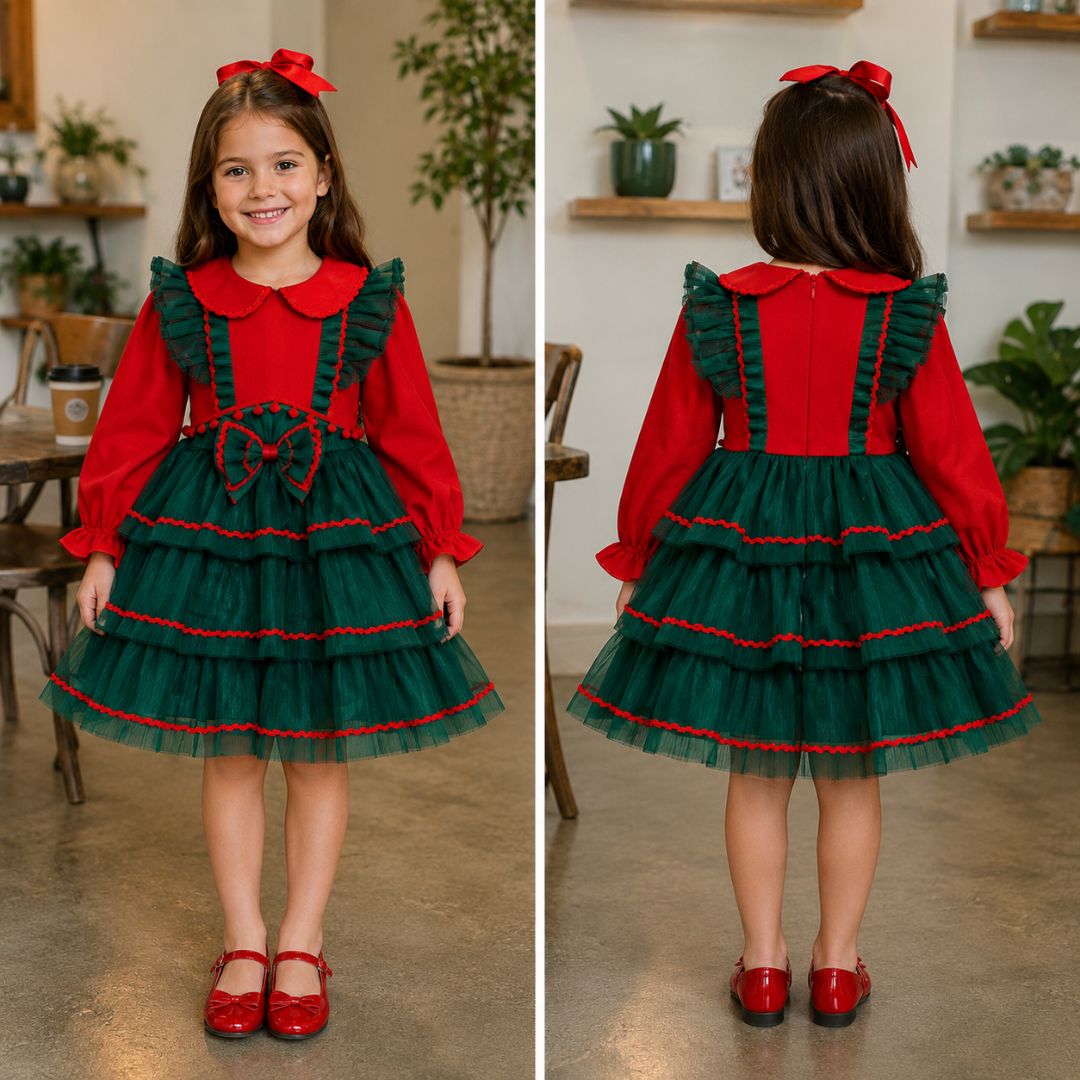 Vestido xadrez festivo