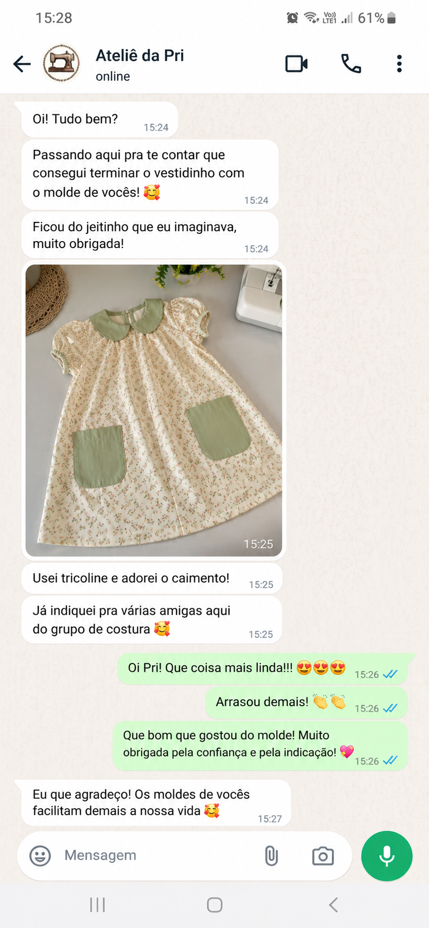 Registro de vestido compartilhado na página original